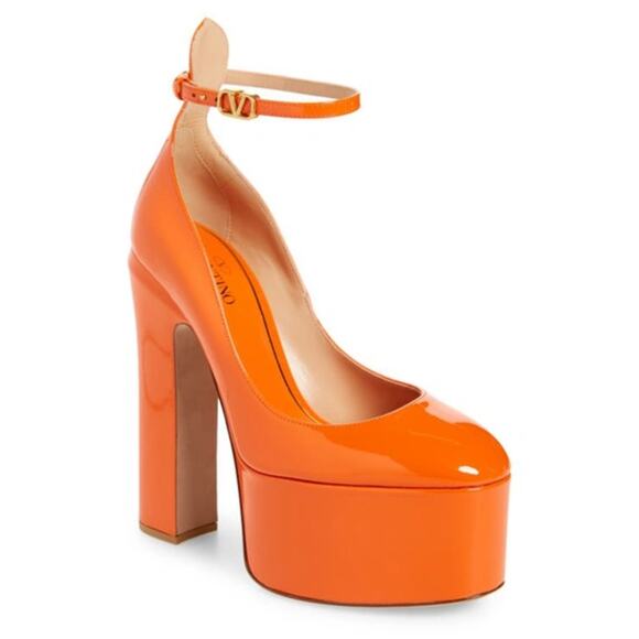 VALENTINO GARAVANI patent leather Tan-go Platform Pump In Titian IT 41.5 - Picture 2 of 16